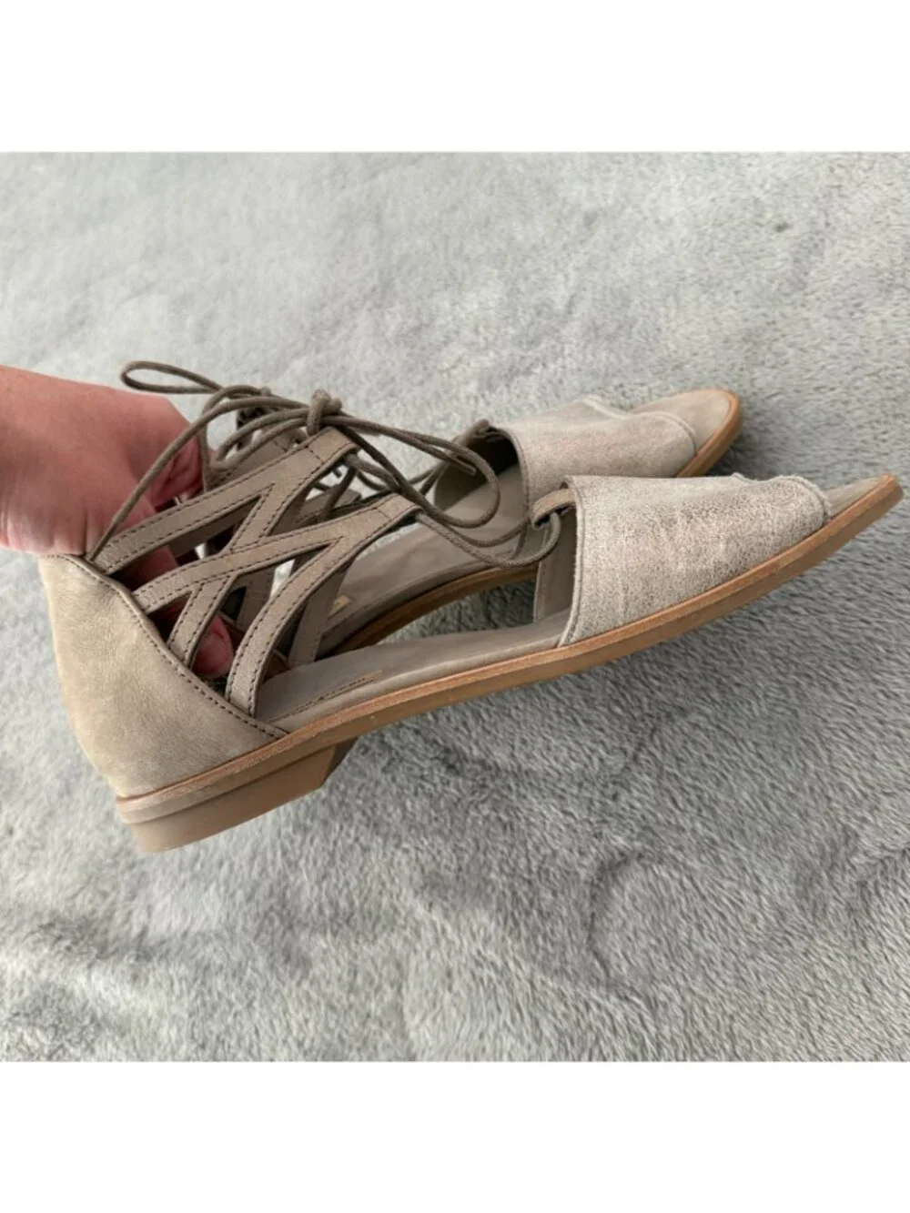 Paul Green Morea Lace Up Sandals Shoes Womens US 7.5 UK 5 Metallic Gladiator